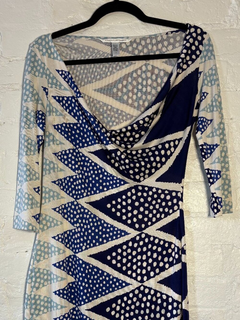Silk Knit Cowl Neck 3/4 Sleeve BodyCon Dress